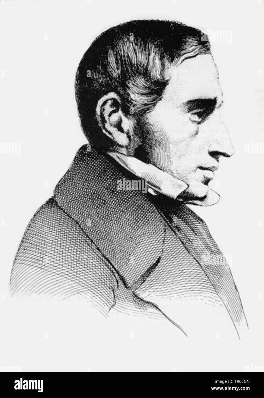 Pierre-François Verhulst (1804-1849) era un matematico belga che specializzati nella teoria dei numeri. Nel 1838, ha introdotto l'equazione logistica, una sorta di generalizzazione della equazione per la crescita esponenziale ma con un valore massimo per la popolazione. Il suo lavoro è stato riscoperto nel 1920s. Foto Stock
