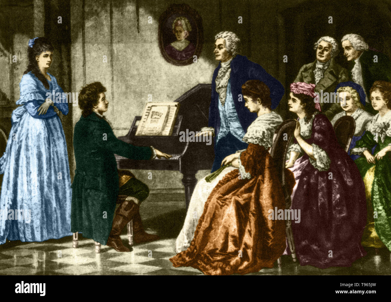 17 anni di Beethoven per suonare Mozart. Ludwig van Beethoven (battezzati 17 Dicembre 1770 - 26 Marzo 1827) era un compositore tedesco e il pianista. Una figura fondamentale nella transizione tra il classico e romantico epoche in arte occidentale musica, egli rimane uno dei più famosi e influenti di tutti i compositori. In circa 1800 della sua audizione ha cominciato a deteriorarsi e dall'ultimo decennio della sua vita egli fu quasi totalmente sordi. Ha dato la conduzione ed esecuzione in pubblico ma ha continuato a comporre. Foto Stock