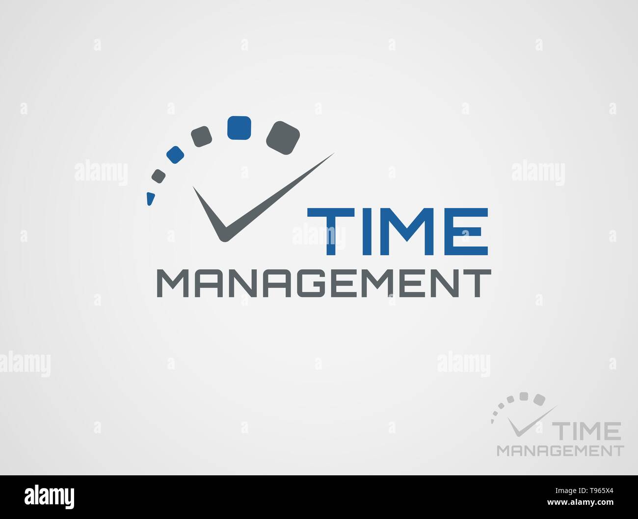 Gestione del tempo modello di logo. Icona del concetto isolato su sfondo bianco. Simbolo del vettore. Illustrazione Vettoriale
