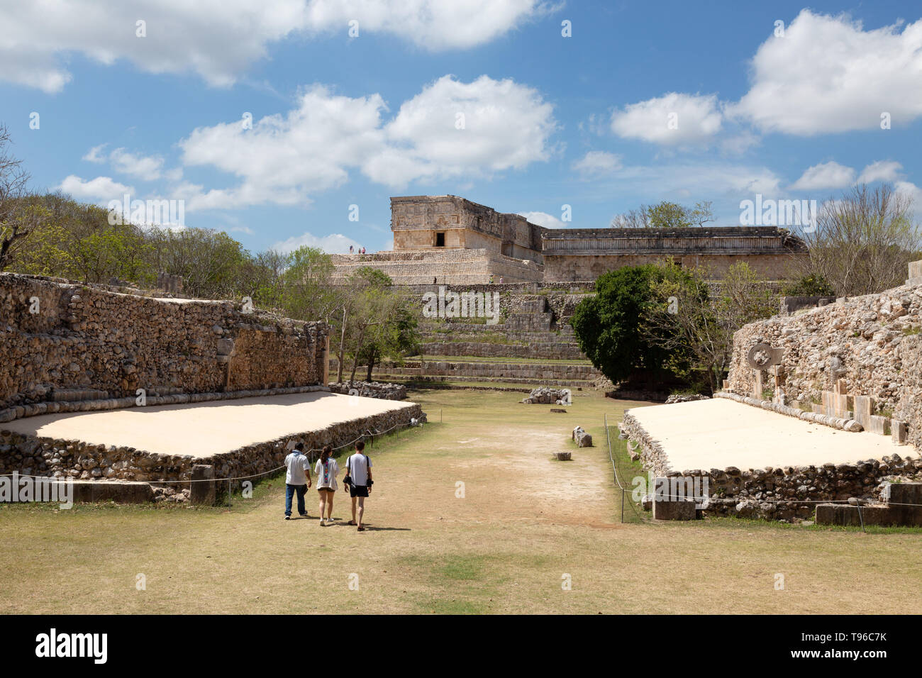Maya palla o palla di gioco; sito patrimonio mondiale dell'UNESCO rovine maya, Uxmal, Messico America Latina Foto Stock