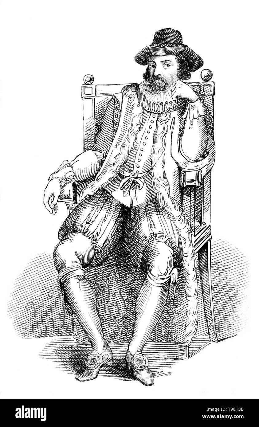 Francis Bacon, Visconte St Alban. Francis Bacon (Gennaio 22, 1561 - Aprile 9, 1626) è stato un filosofo inglese, statista, scienziato, avvocato, giurista, autore e pioniere del metodo scientifico. Egli ha servito sia come Attorney General e Lord Cancelliere di Inghilterra. La sua carriera politica si è conclusa in disgrazia nel 1621. Dopo egli cadde in debito, una commissione parlamentare per l'amministrazione della legge gli ordinò di venti-tre conteggi separati di corruzione. Foto Stock