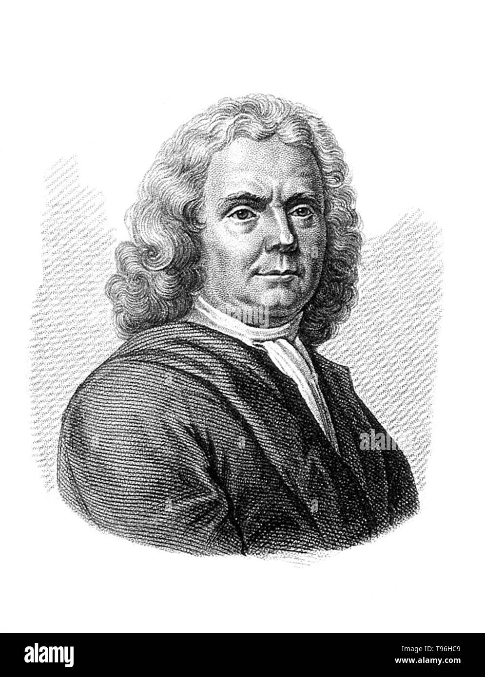 Herman Boerhaave (31 dicembre 1668 - 23 settembre 1738) era un botanico Olandese, farmacia, umanista e medico, considerato il fondatore dell'insegnamento clinico e del moderno ospedale accademico. Tutti i principi dell'Europa lo mandò degli alunni che hanno trovato in questo sapiente professore non solo un insegnante infaticabile, ma un affettuoso custode. Nel 1714, quando fu nominato rettore della Università e in questa veste ha introdotto il moderno sistema di istruzione clinica. Foto Stock