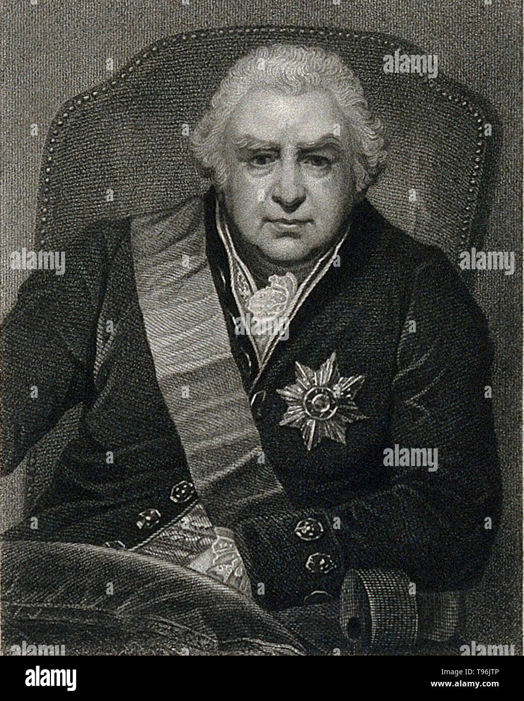 Sir Joseph Banks, 1° Baronet (Febbraio 24, 1743 - 19 giugno 1820) naturalista inglese e botanico. Le banche ha reso il suo nome sul 1766 Storia naturale spedizione in Terranova e Labrador. Ha preso parte a cucinare il primo grande viaggio (1768-71), visitare il Brasile, Tahiti, Nuova Zelanda e Australia. Ha ricoperto la carica di presidente della Royal Society per oltre 41 anni. Foto Stock