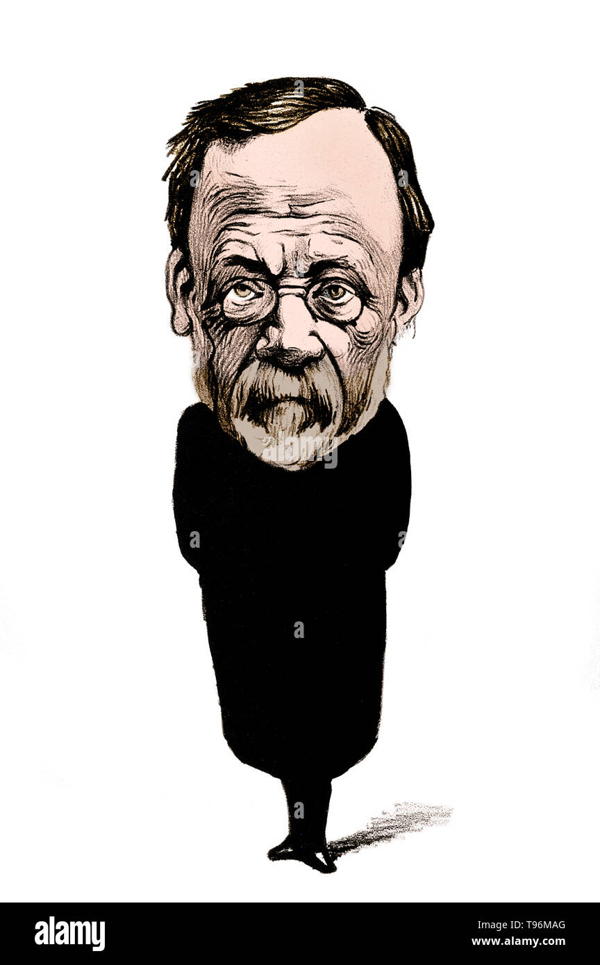 La caricatura di Louis Pasteur da Félix Vallotton, 1893. Louis Pasteur (1822 - 1895) era un chimico francese e bacteriologist che hanno fondato la scienza della microbiologia. Pascoli ha scoperto che la malattia possa essere causata da batteri trasmessi da persona a persona (la teoria del germe della malattia). Egli ha anche sviluppato i vaccini per la rabbia e il carbonchio. Pasteur ha anche riscontrato che leggermente il riscaldamento di cibi e bevande può preservarli da acidificazione. Questo processo di pastorizzazione è ora ampiamente utilizzato nell'industria alimentare. Nel 1887 ha fondato l'Istituto Pasteur. Foto Stock