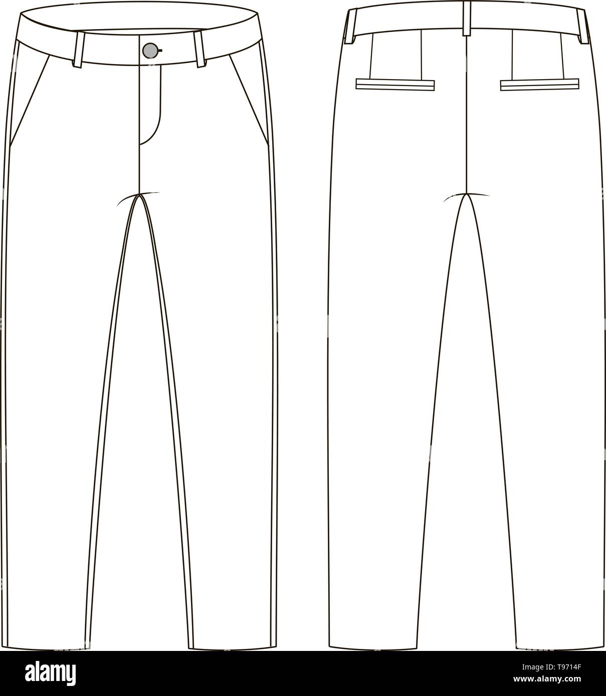 Moda disegno tecnico dei pantaloni in grafica vettoriale Immagine e  Vettoriale - Alamy