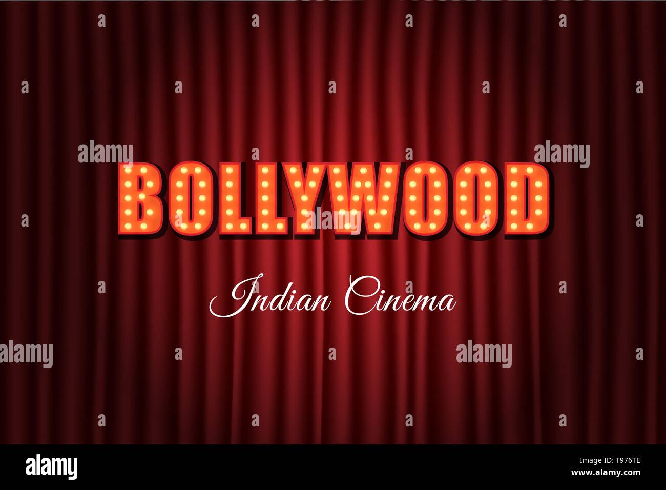 Bollywood cinema indiano sfondo vintage, Cinema e teatro poster. Illustrazione Vettoriale