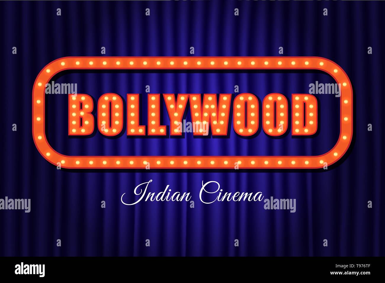 Bollywood cinema indiano sfondo vintage, Cinema e teatro poster. Illustrazione Vettoriale