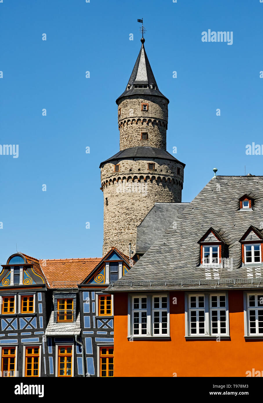 Idstein strega torre vecchia città taunus Hesse in Germania Foto Stock