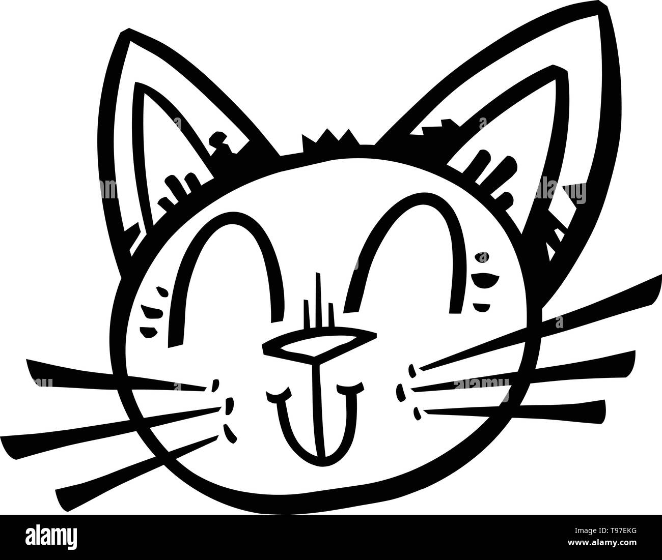 Carino felice Friendly Cartoon Cat Illustrazione Vettoriale