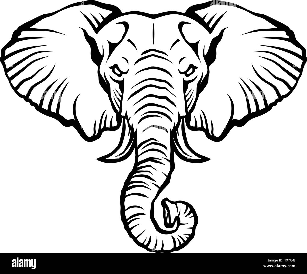 Testa di elefante illustrazione Illustrazione Vettoriale