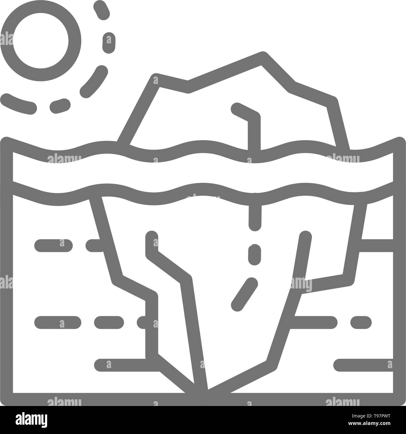 Il riscaldamento globale, iceberg icona linea. Isolato su sfondo bianco Illustrazione Vettoriale