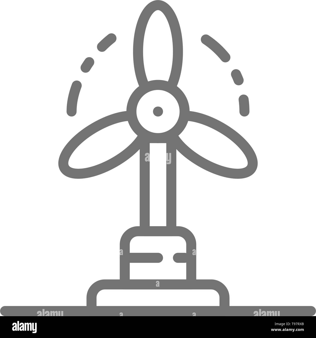 Le turbine eoliche, wind power station, fonti di energia rinnovabili icona linea. Illustrazione Vettoriale