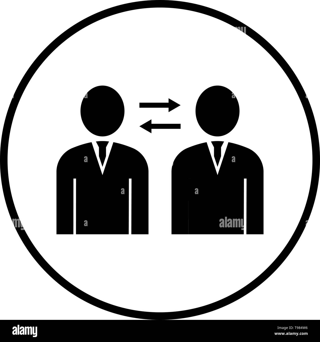 Interazione aziendale icona. Cerchio sottile design Stencil. Illustrazione Vettoriale. Illustrazione Vettoriale