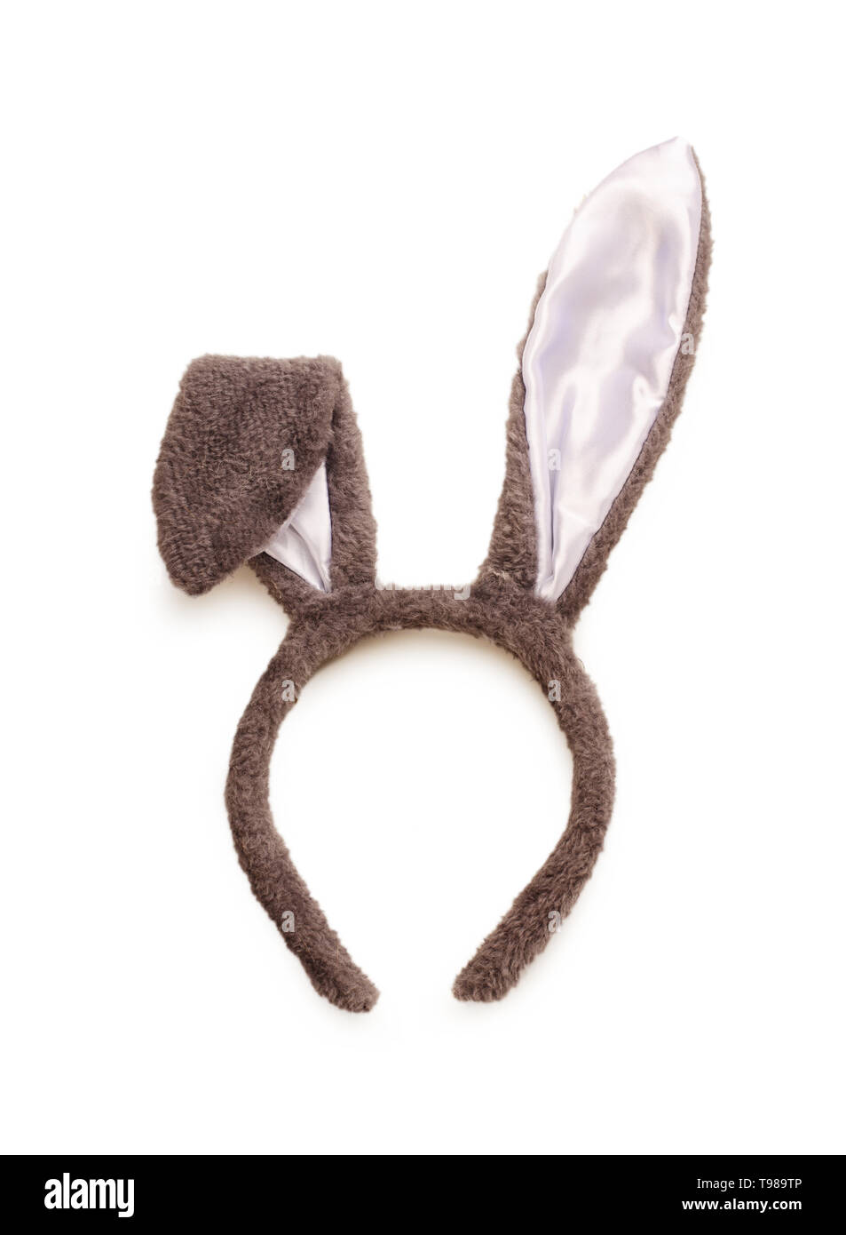Pasqua coniglio grigio fancy dress orecchie isolato su uno sfondo bianco Foto Stock