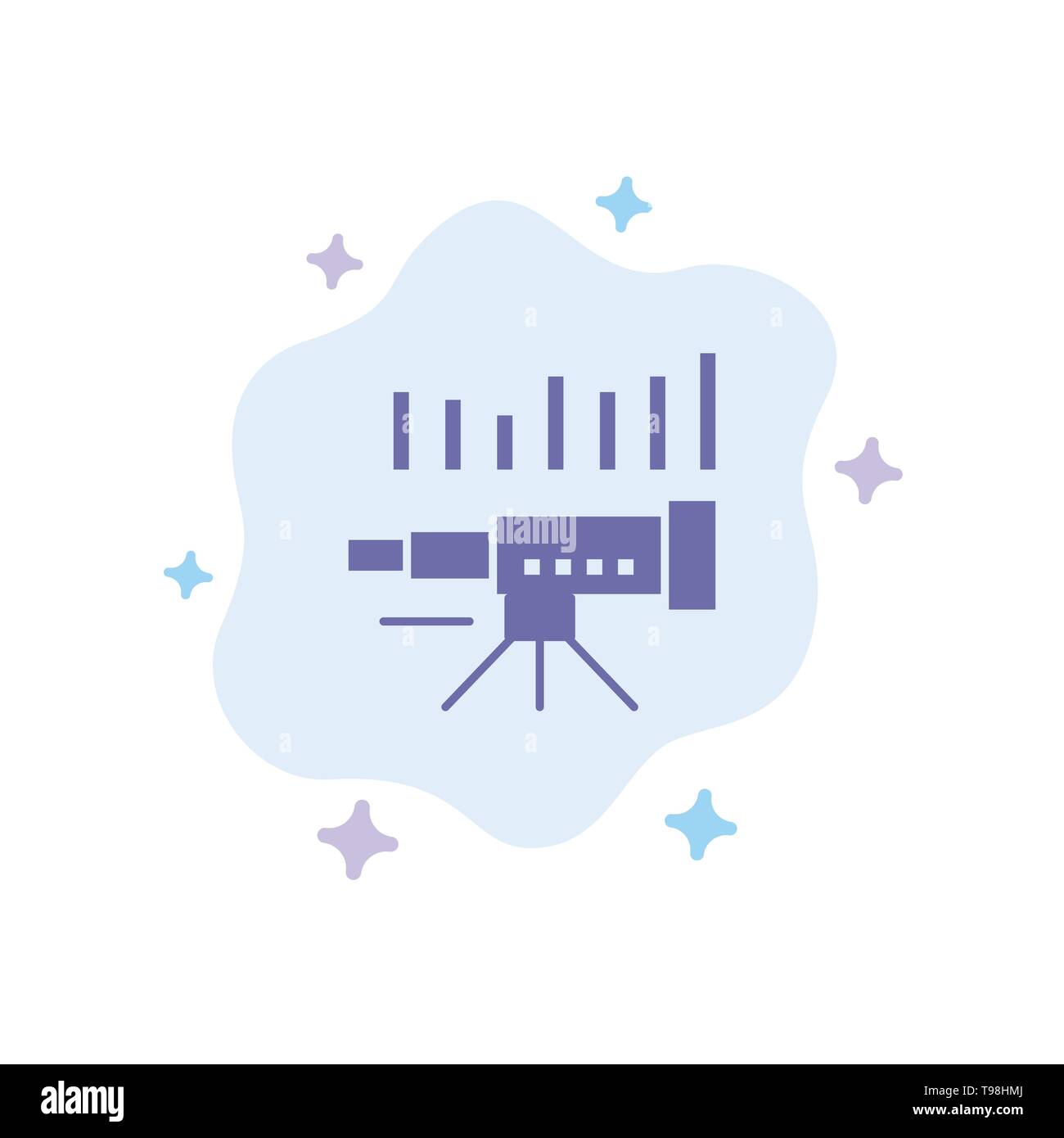 Il telescopio, Business, meteo, previsioni di mercato, tendenza, visione icona blu su Abstract Sfondo nuvola Illustrazione Vettoriale