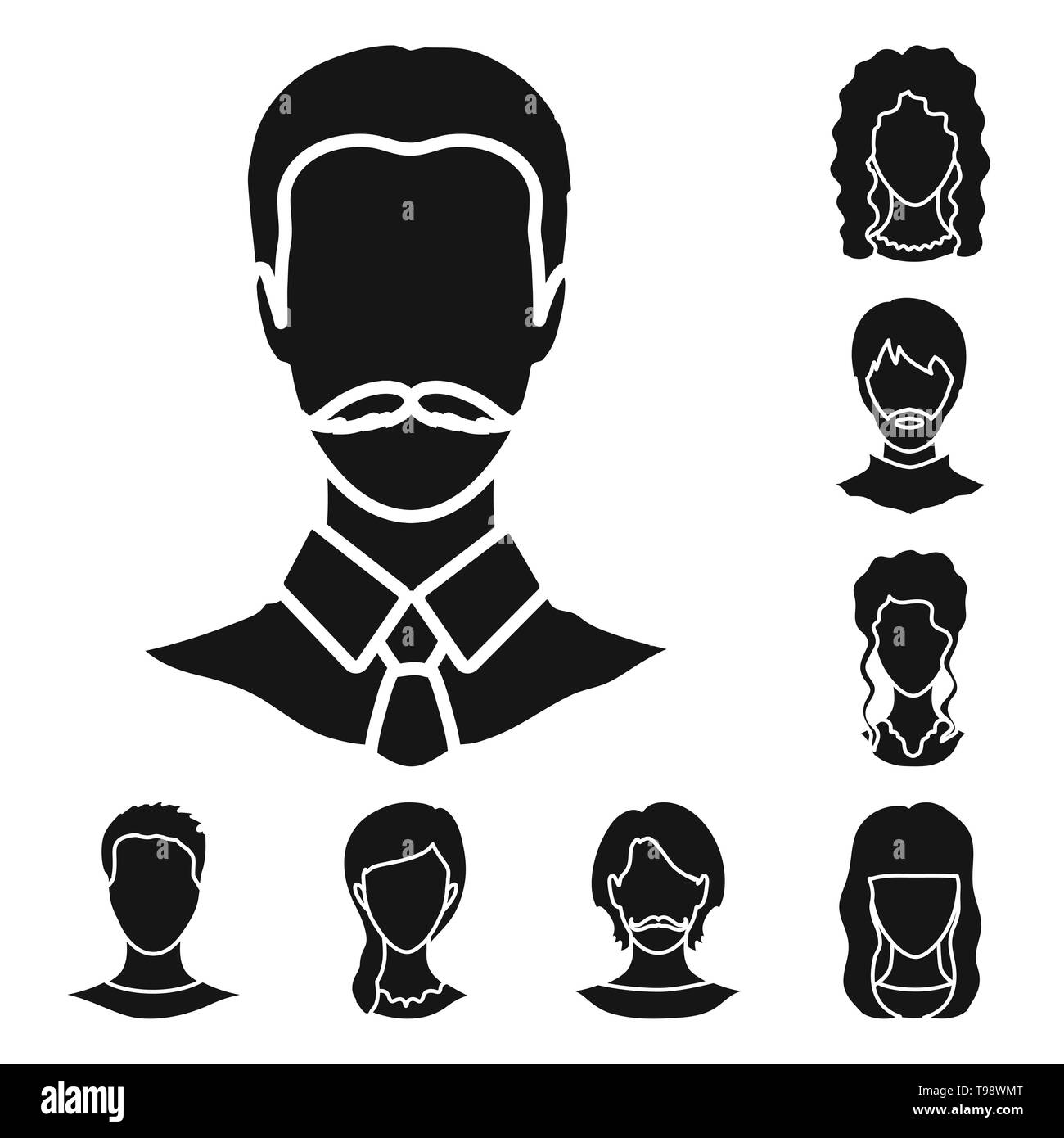 Illustrazione Vettoriale di carattere e segno di profilo. Set di caratteri e stock dummy illustrazione vettoriale. Illustrazione Vettoriale