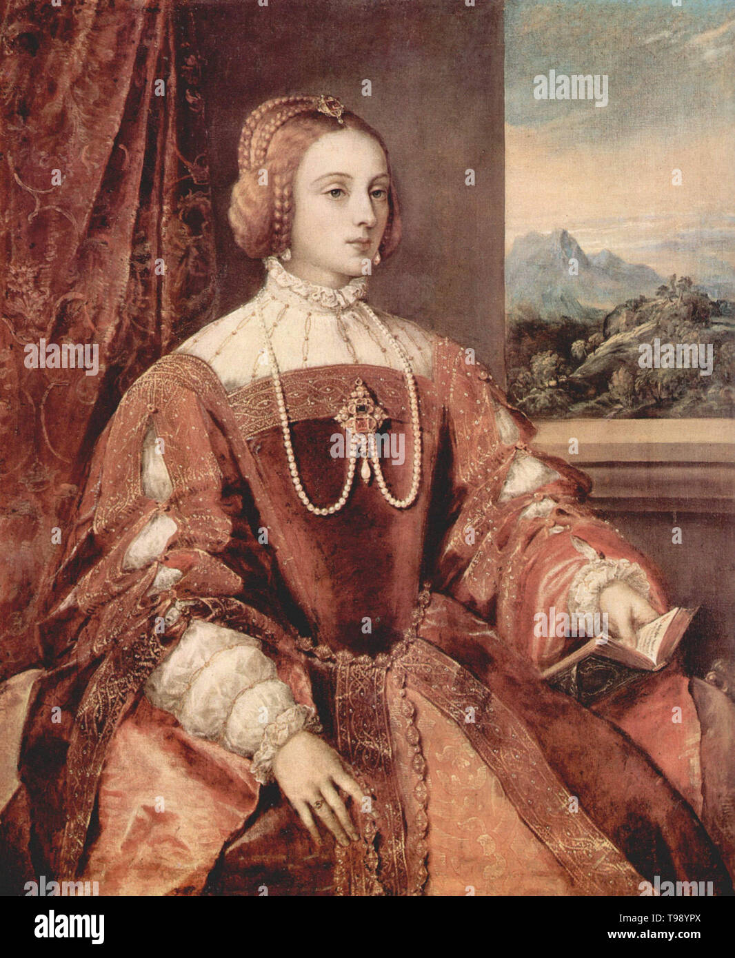 Tiziano Vecelli, Tiziano - Ritratto Isabell Portogallo moglie Sacro Romano Imperatore Carlo V 1548 Foto Stock
