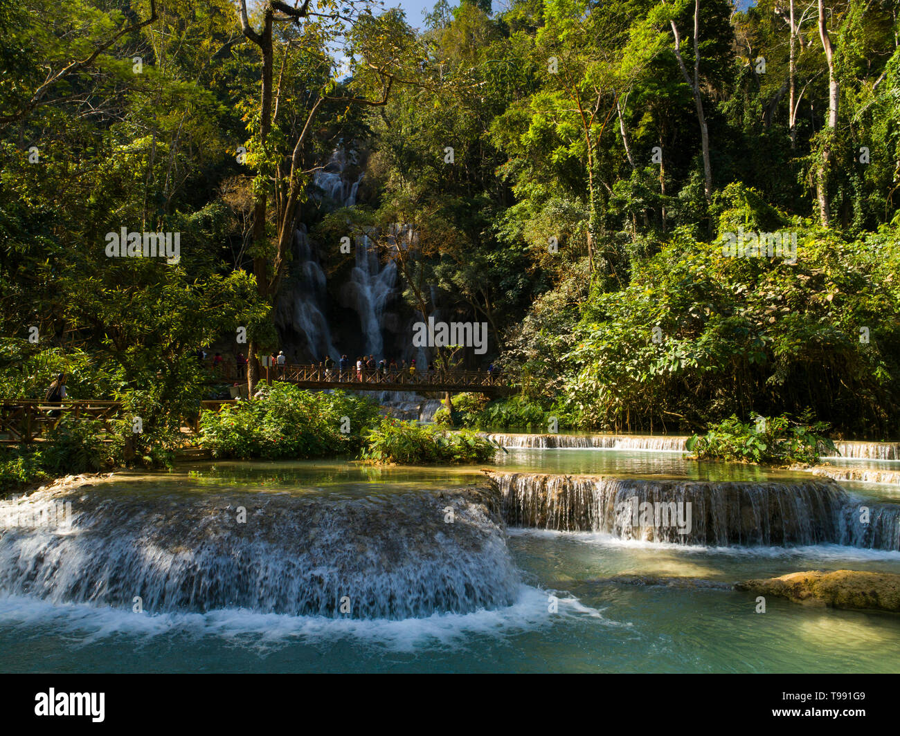 Kuang Si scende, Luang Prabang, Laos Foto Stock