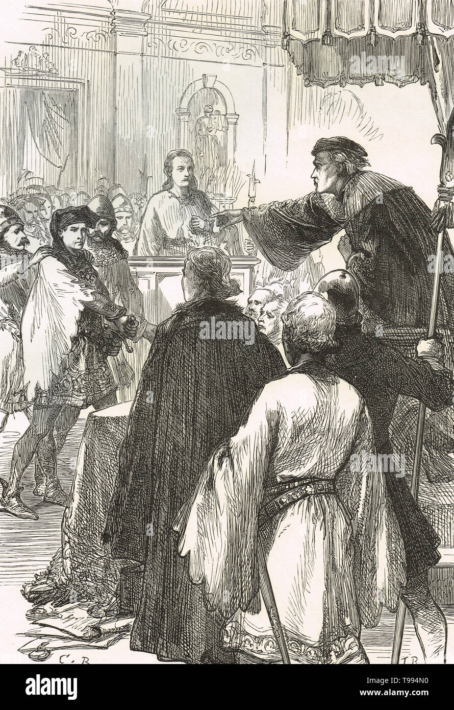Il principe Henry (futuro Enrico V) attinge la sua spada prima di giudicare gascoigne Foto Stock