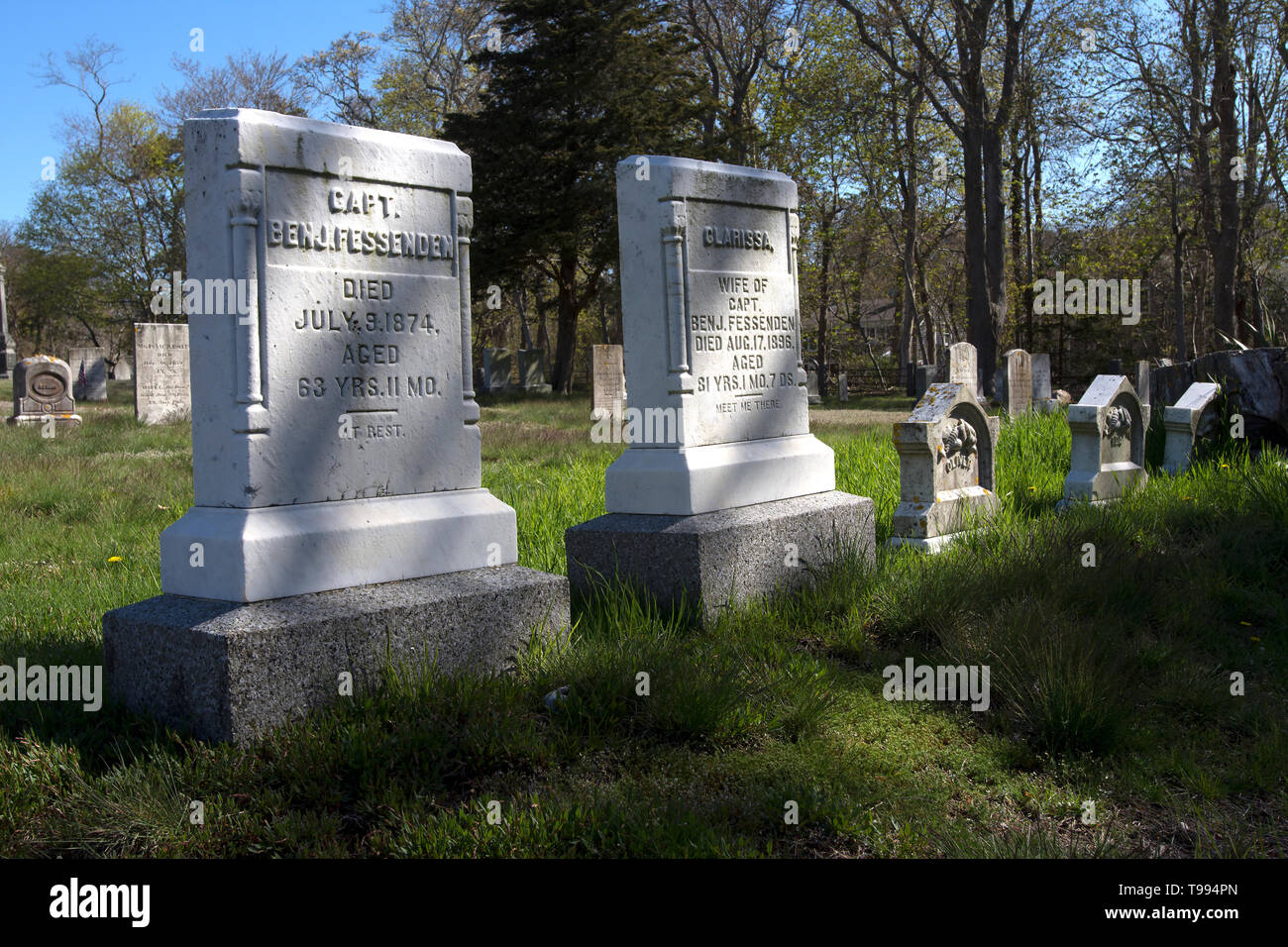La tomba di un capitano di mare e di sua moglie a Brewster, Massachusetts, STATI UNITI D'AMERICA Foto Stock