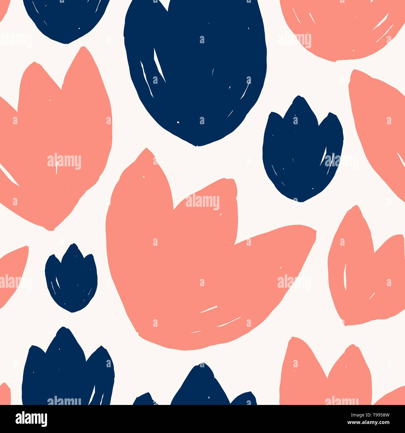 Seamless modello di ripetizione con semplici tulip forme floreali in  corallo e blu su sfondo bianco. Carino colorate texture floreali tessuto,  carta da parati, STAT Immagine e Vettoriale - Alamy