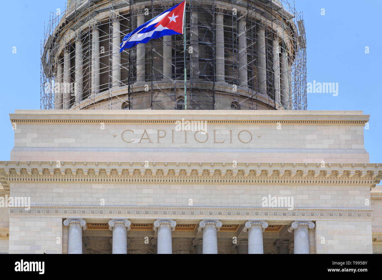 Capitolio, Nazionale Capitol Building, esterno della famosa storica pietra miliare cubano a l'Avana, Cuba Foto Stock
