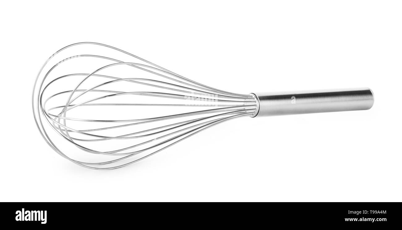 Palloncino inox frusta isolati su sfondo bianco Foto Stock