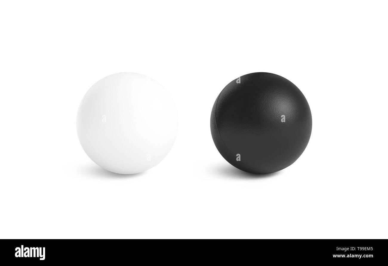 Vuoto in bianco e nero palla mockup,vista frontale isolato, rendering 3d. Chiaro vuoto stres mitigatore di palloncino morbido mock up modello di disegno. Pulire ant Foto Stock