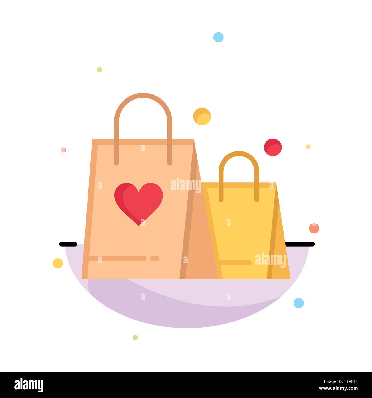 Borsetta, amore, cuore, Wedding astratto colore piatto Modello icona Illustrazione Vettoriale