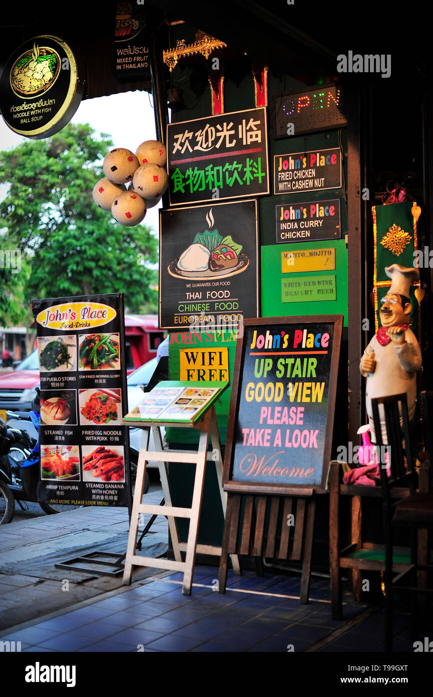 Johns Place Restaurant Città vecchia di Chiang Mai Thailandia Foto Stock