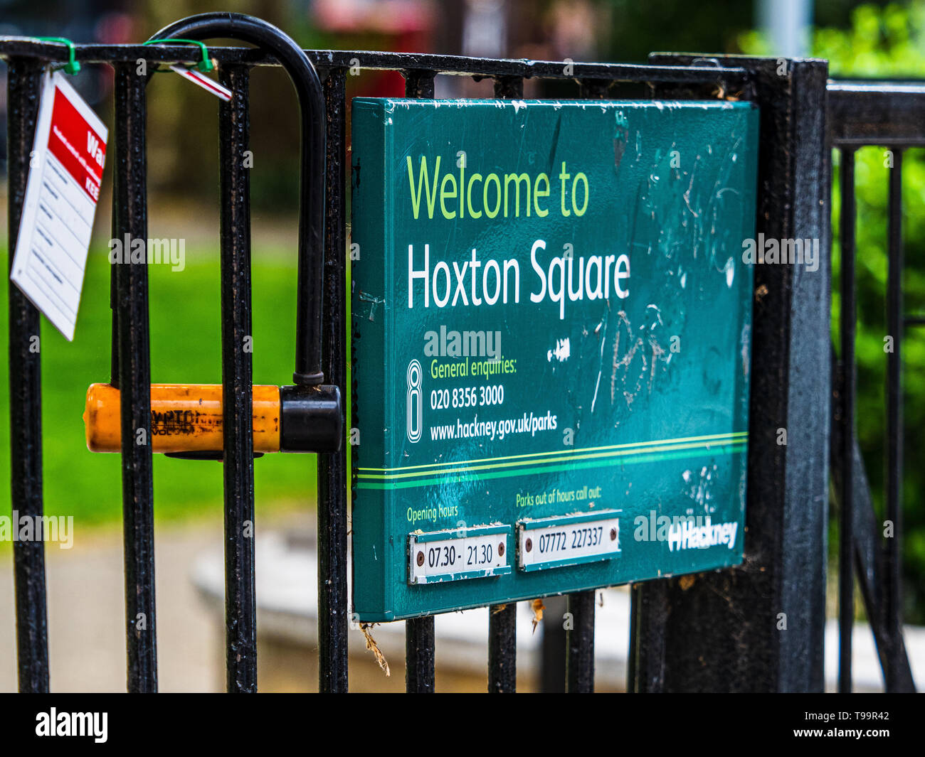 Hoxton Square segno a Londra alla moda di Shoreditch / Hoxton area di Hackney East London Foto Stock