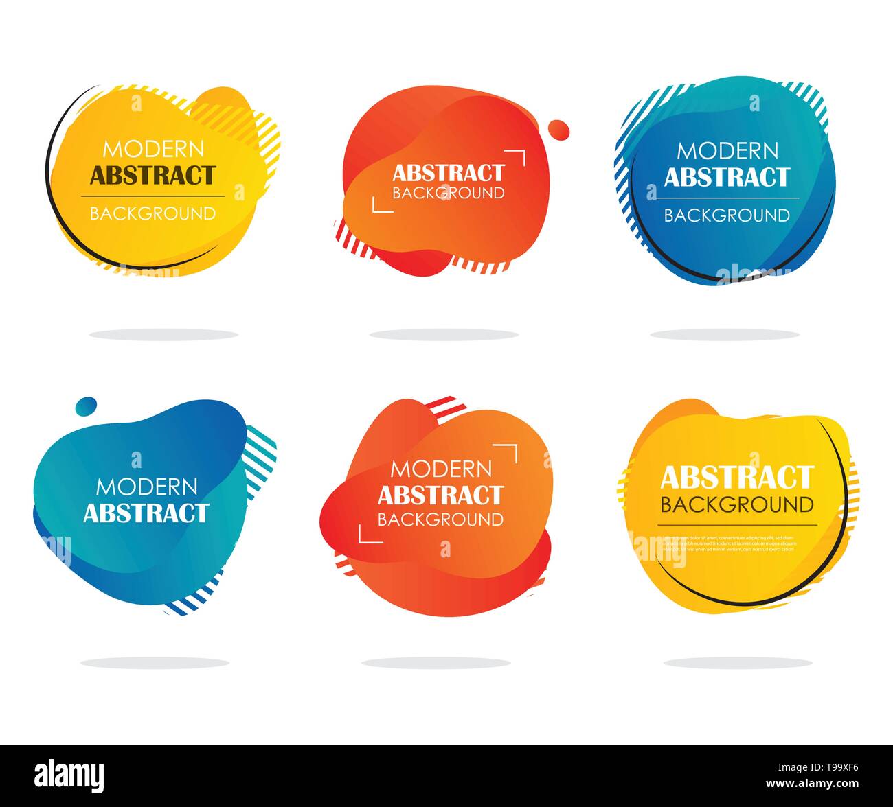 Abstract moderna forma liquida banner multicolore set. Vettore modello geometrico sfondo per il testo. Illustrazione Vettoriale