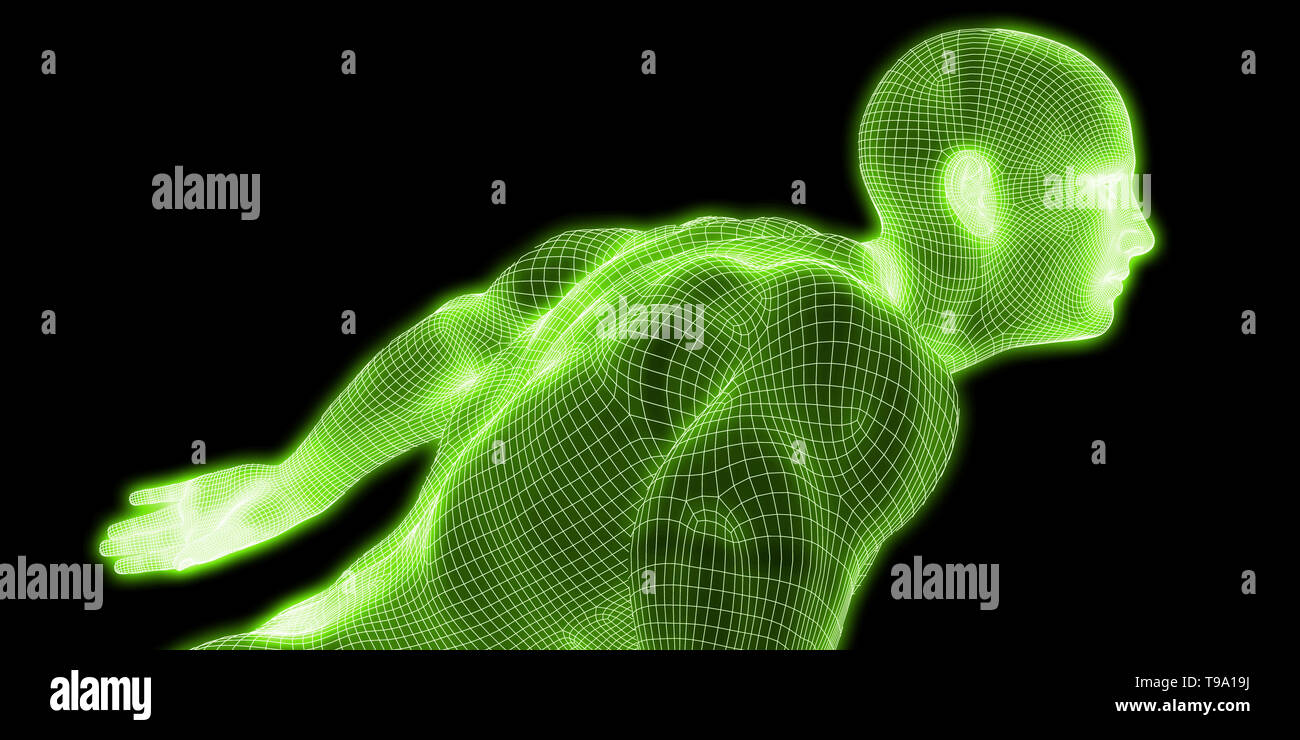 Visualizzazione medica di un corpo umano in movimento Foto Stock