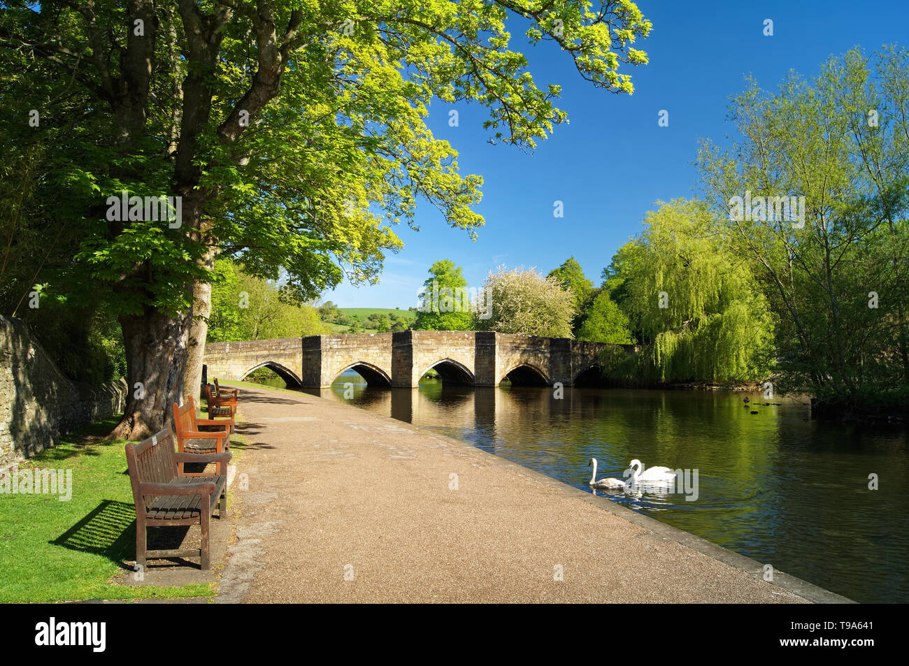 Ponte sul fiume Wye a Bakewell,Derbyshire,Peak District Foto Stock