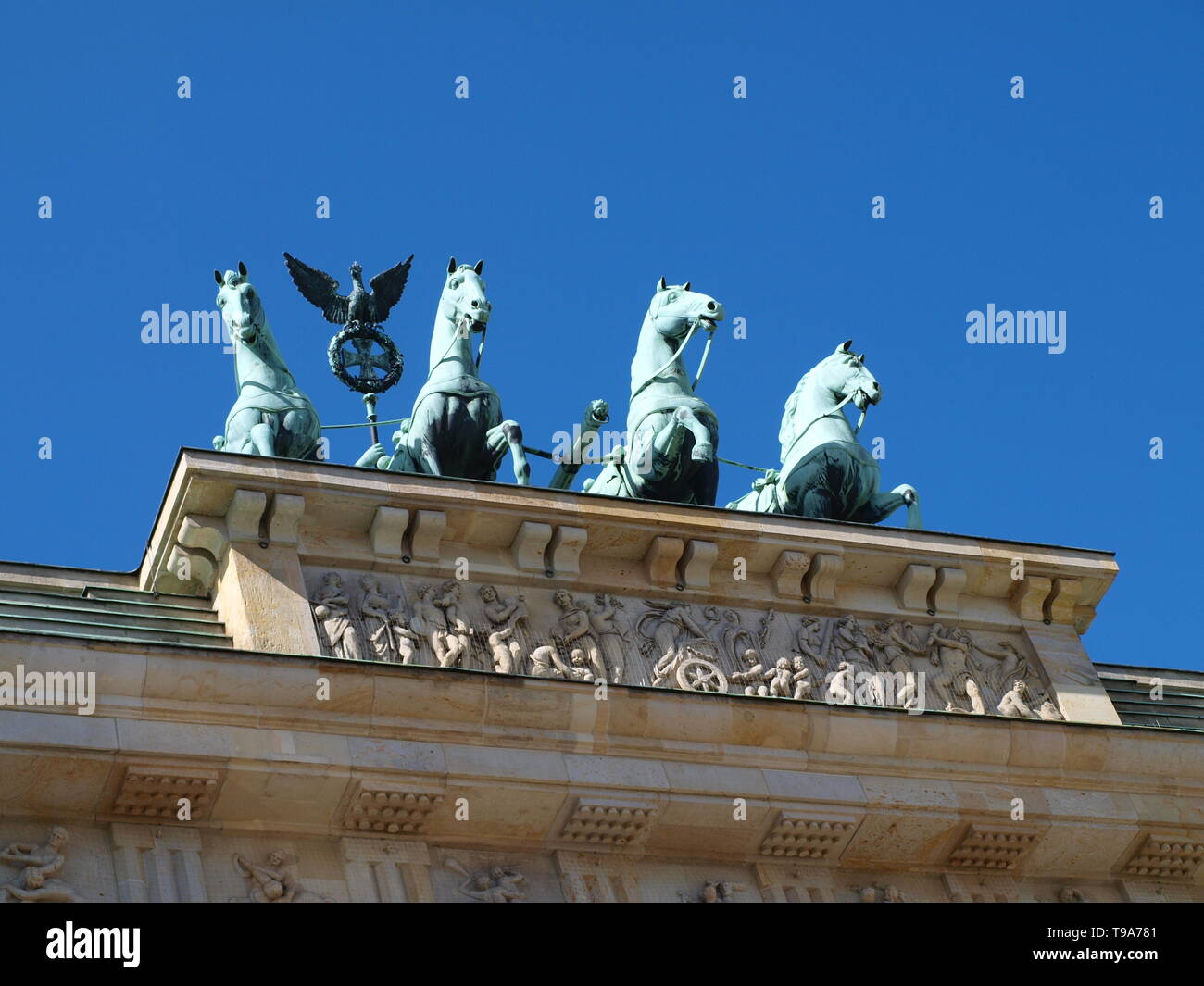 Brandenburger Tor Berlin Pferde statua Foto Stock