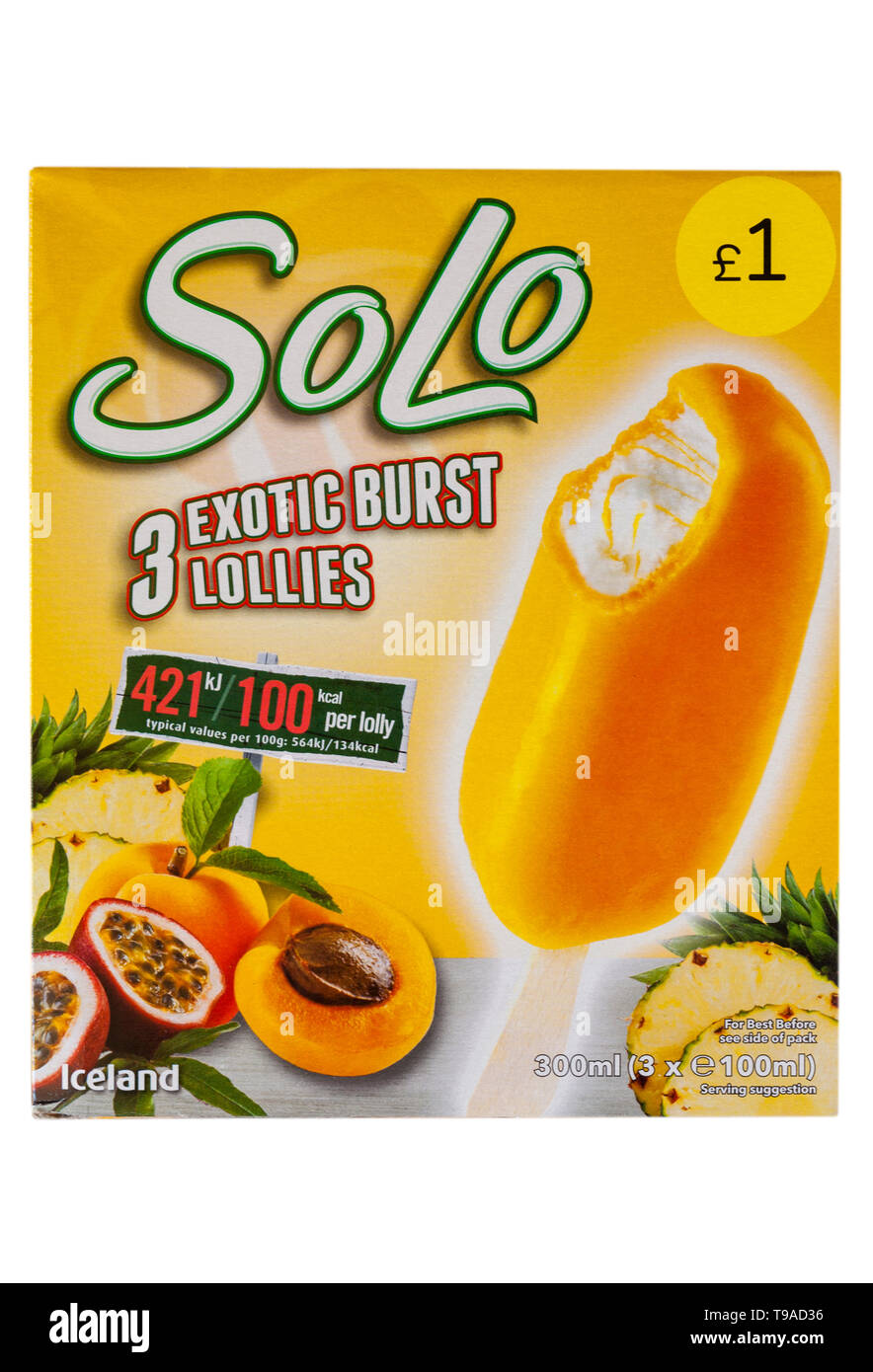 Pack di solo 3 burst esotici lollies dall'Islanda isolati su sfondo bianco Foto Stock