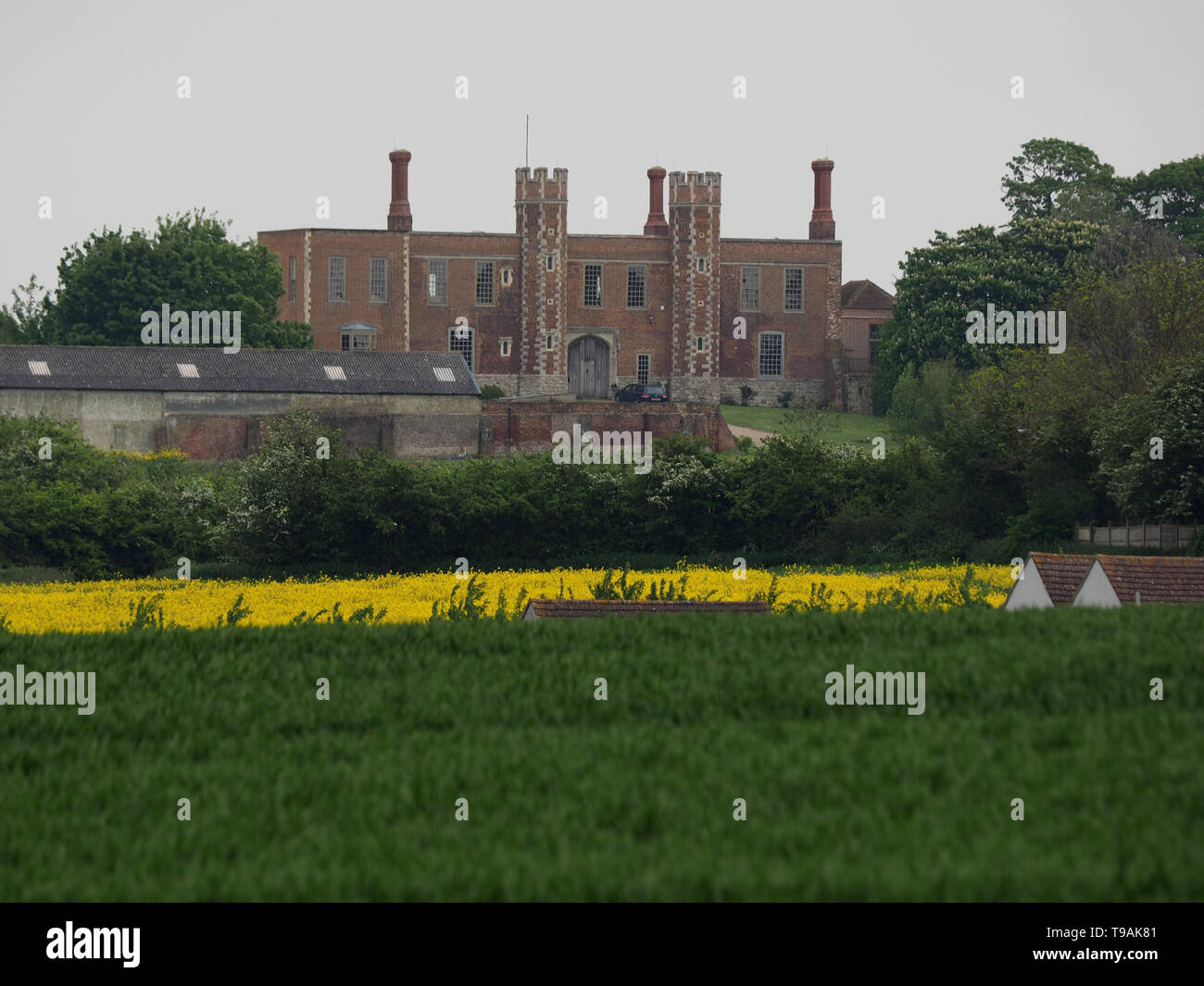 Eastchurch, Kent, Regno Unito. Il 17 maggio 2019. Regno Unito Meteo: un nuvoloso pomeriggio a Eastchurch, Kent. Nella foto: la vista verso Shurland Hall, dove Enrico VIII e Anne Boleyn hanno trascorso la loro luna di miele. Credito: James Bell/Alamy Live News Foto Stock