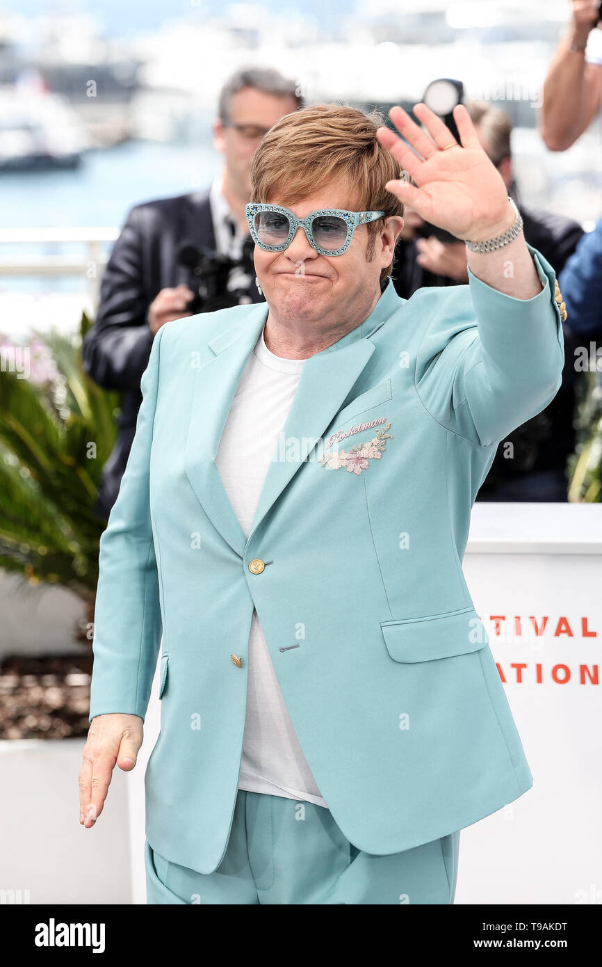 Cannes. 16 Maggio, 2019. Elton John sul ROCKETMAN Photocall durante il 2019 Festival di pellicola di Cannes il 16 maggio 2019 presso il Palais des Festivals in Cannes, Francia. ( Credito: Lyvans Boolaky/spazio di immagine/Media Punch)/Alamy Live News Foto Stock