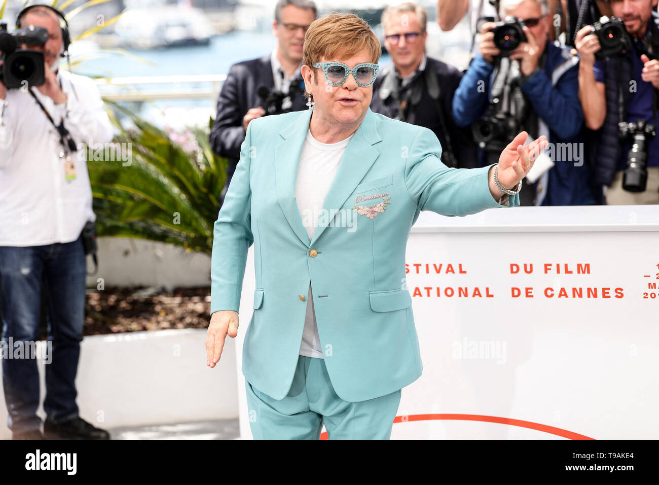 Cannes. 16 Maggio, 2019. Elton John sul ROCKETMAN Photocall durante il 2019 Festival di pellicola di Cannes il 16 maggio 2019 presso il Palais des Festivals in Cannes, Francia. ( Credito: Lyvans Boolaky/spazio di immagine/Media Punch)/Alamy Live News Foto Stock