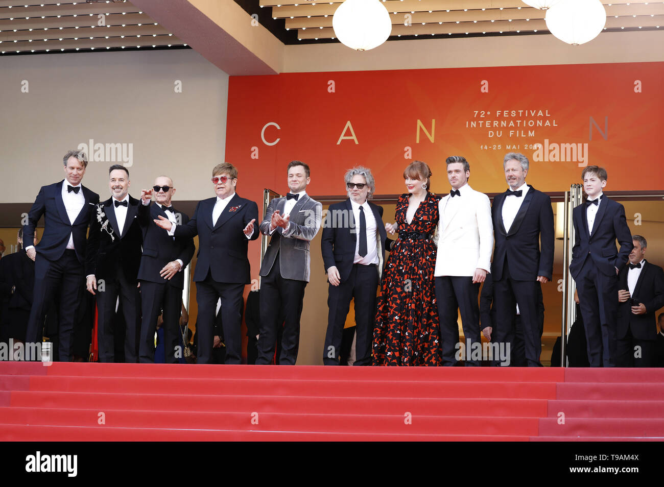 Giles Martin, David arredare, Bernie Taupin, Elton John, Taron Egerton, Dexter Fletcher, Bryce Dallas Howard e Richard Madden frequentando il 'Rocketman' premiere durante la 72a Cannes Film Festival presso il Palais des Festivals il 16 maggio 2019 a Cannes, Francia | Utilizzo di tutto il mondo Foto Stock