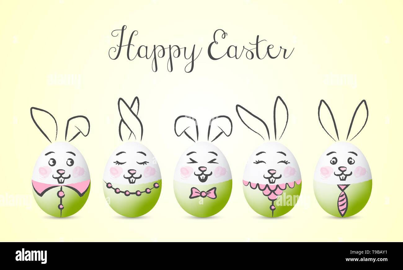 Felice Pasqua coniglietto scheda vettore Illustrazione Vettoriale