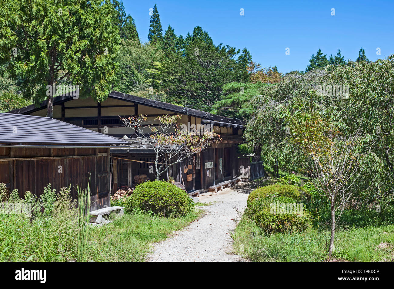 Lungo il sentiero Nakasendo tra la città postale di Magome e Tsumagojuku, Giappone. Foto Stock