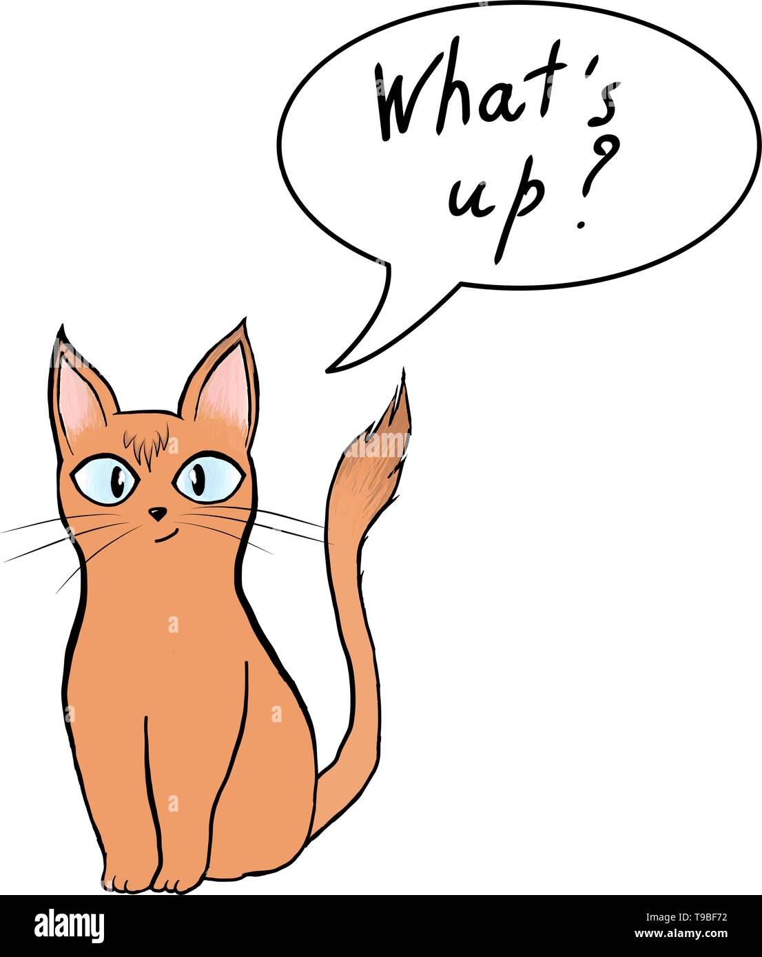 Illustrazione di un divertente cat. Può essere impiegato come un adesivo o gli Emoji. L'illustrazione è facile da animare o cambiare perché si tratta di un vettore grafico Illustrazione Vettoriale