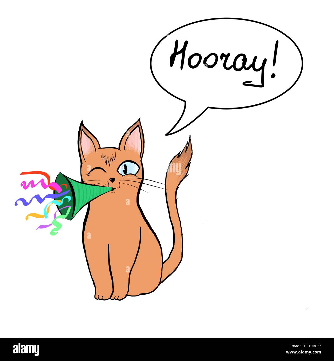 Illustrazione di un divertente cat. Può essere impiegato come un adesivo o gli Emoji. L'illustrazione è facile da animare o cambiare perché si tratta di un vettore grafico Illustrazione Vettoriale