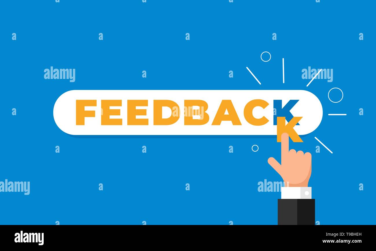Feedback online, la reputazione di qualità, clienti di esaminare il concetto di stile piatto. Imprenditore mano puntare il dito la lettera K in parola come rating. Vector illust Illustrazione Vettoriale