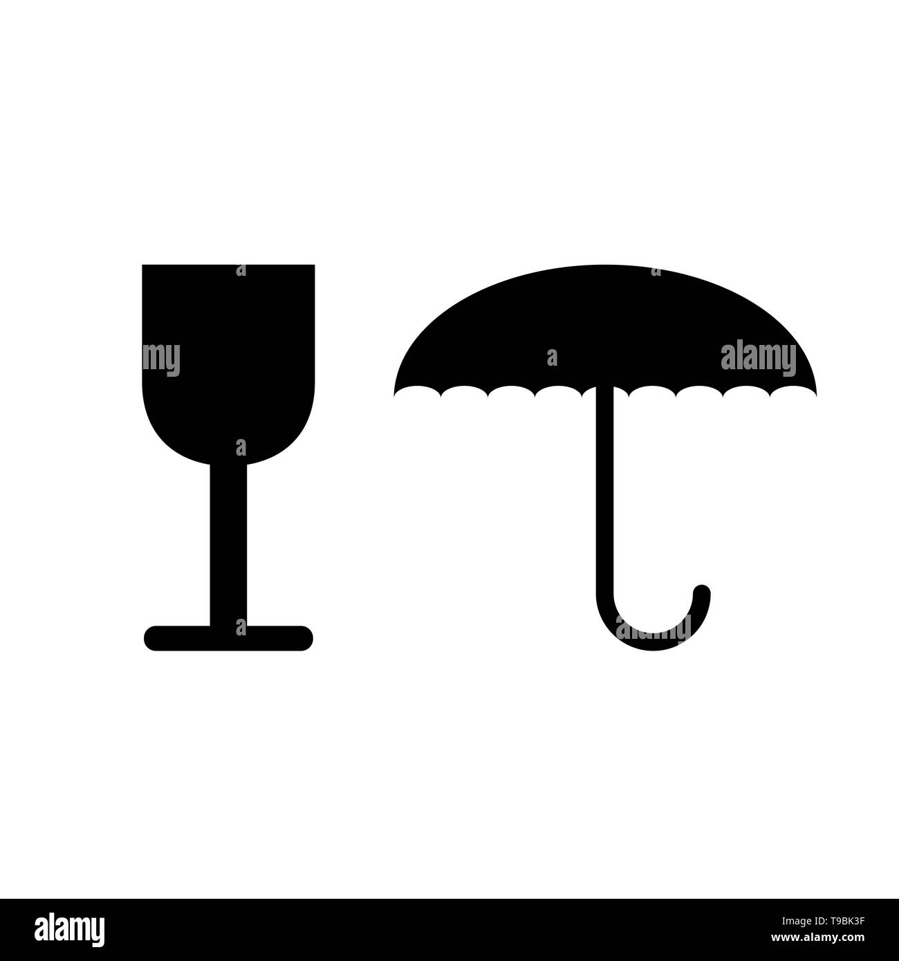 Fragile icona di colore. Conservare in luogo asciutto. Maneggiare con cura. Isolato illustrazione vettoriale EPS10 Illustrazione Vettoriale