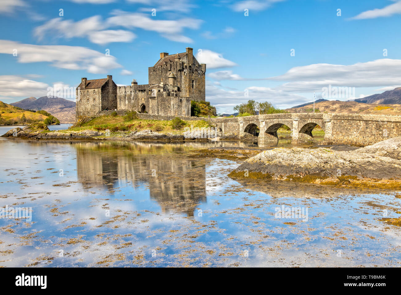 Eilean Donan Castle in Dornie nelle Highlands scozzesi, Scozia Foto Stock