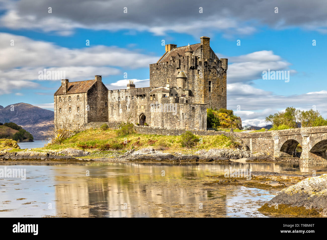 Eilean Donan Castle in Dornie nelle Highlands scozzesi, Scozia Foto Stock