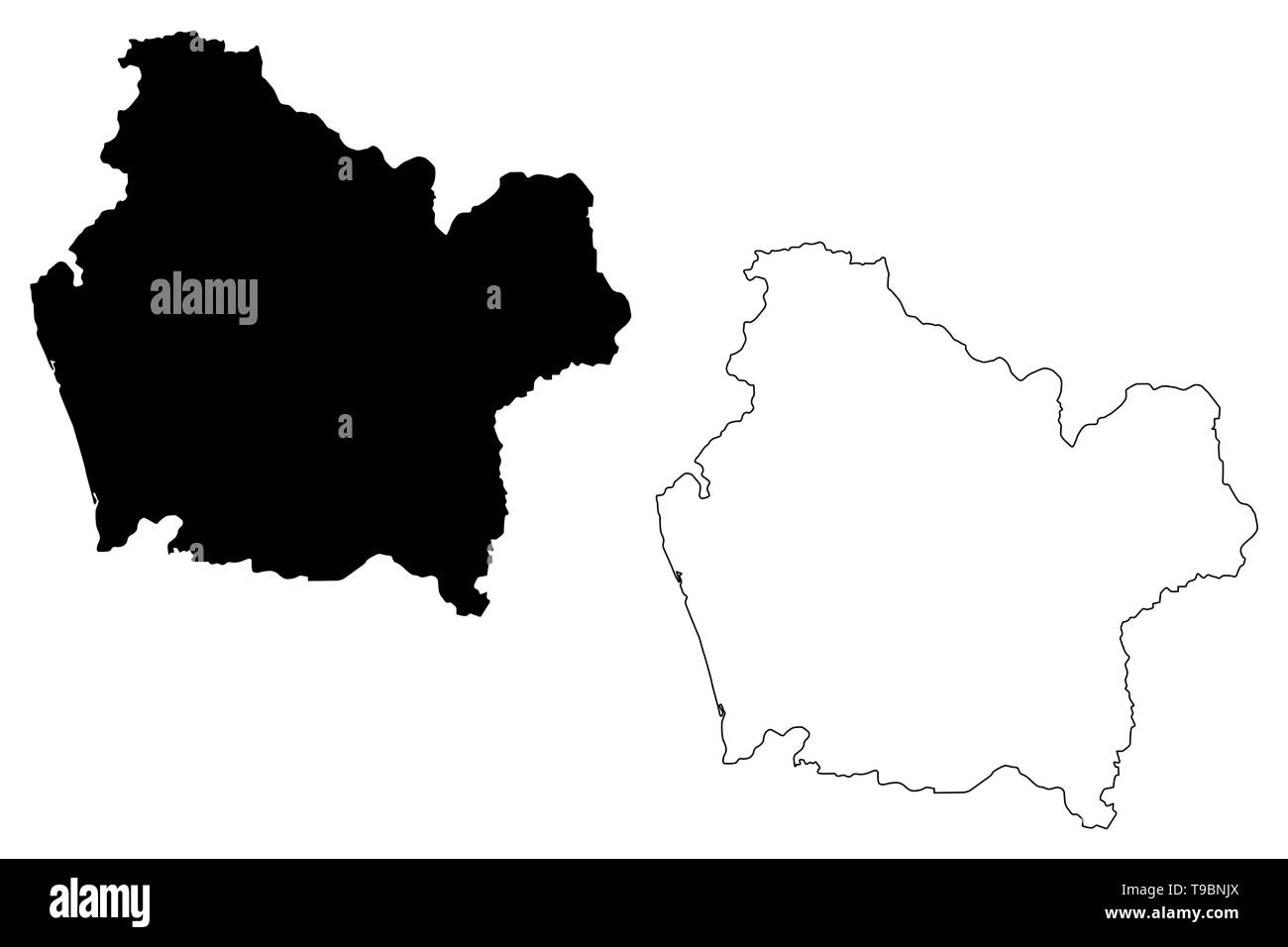 Regione Araucania (Repubblica del Cile, le divisioni amministrative del Cile) Mappa illustrazione vettoriale, scribble schizzo Araucania mappa Illustrazione Vettoriale