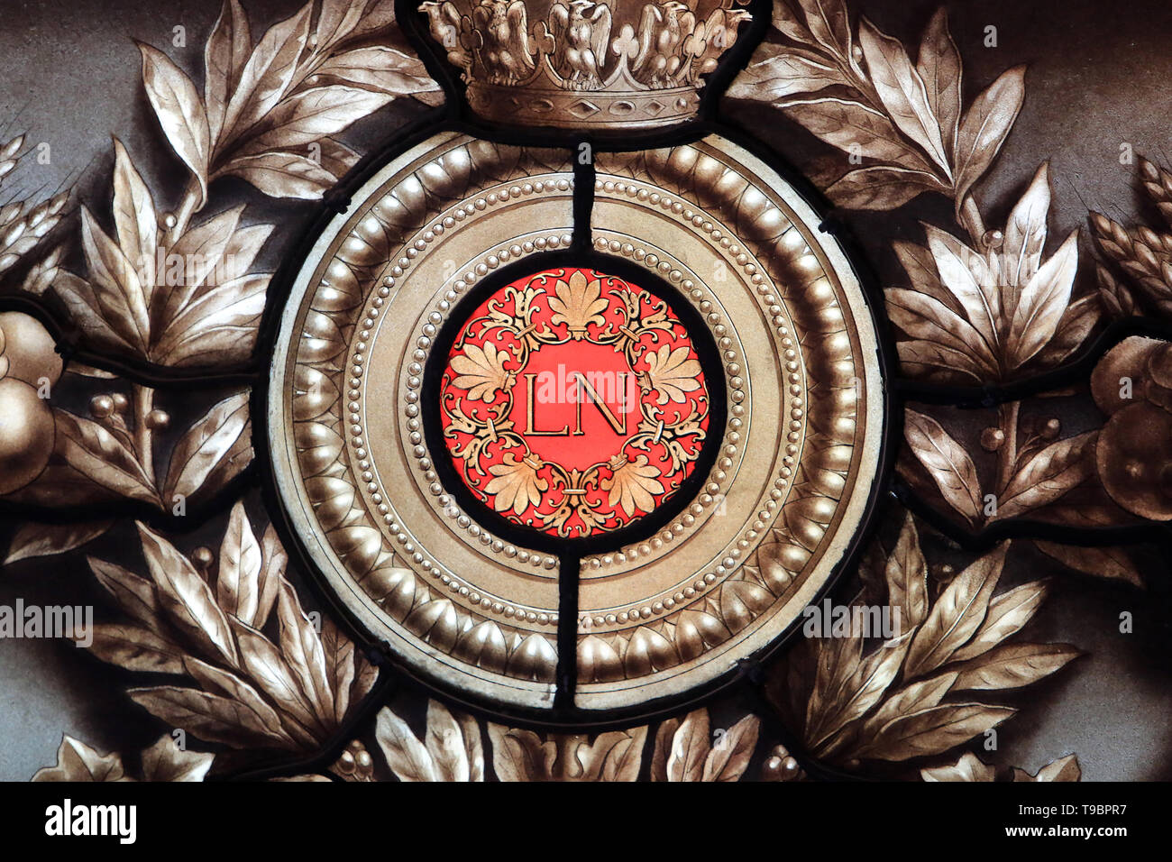 Vitrail L'artiste. Louis Napoléon. De Charles-Laurent Marechal. 1081-1087. Antichambre de la Galerie des Fastes. Château de Fontainebleau. Foto Stock